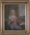 Szkoła Marcello Bacciarelli; Dama na tle okna; Polska, ok. 1800 r.; olej, płótno